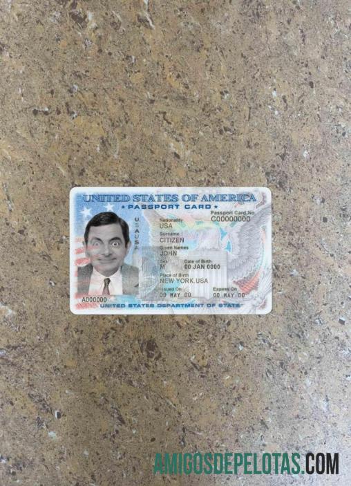 USA Passport ID Card olhar de foto frente amostra